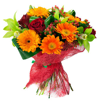 CALORE- Mazzo di Rose, Gerbere e Orchidee