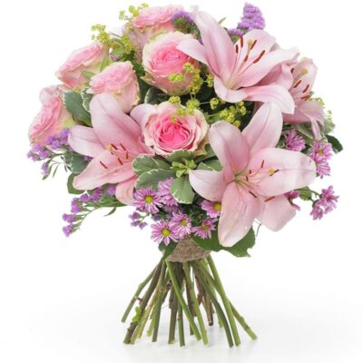 DOLCEZZA- Bouquet Gigli e Rose rosa